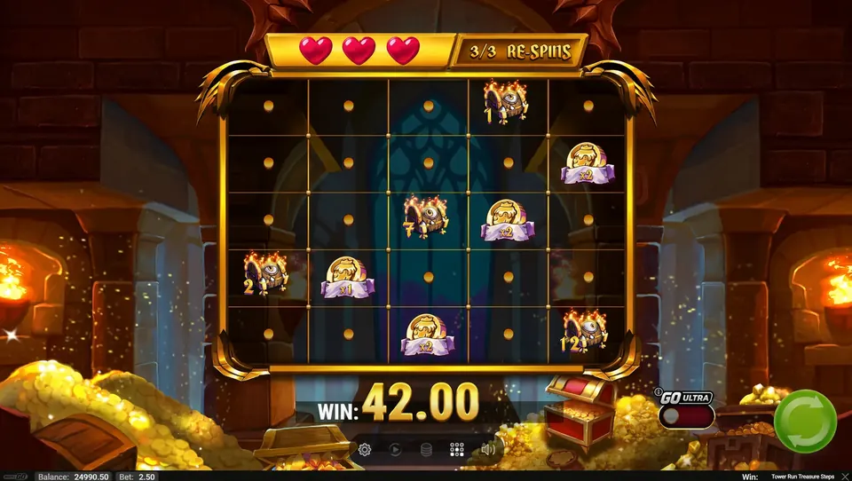 Tower Run Treasure Steps Treasure Room Hold and Spin bonus